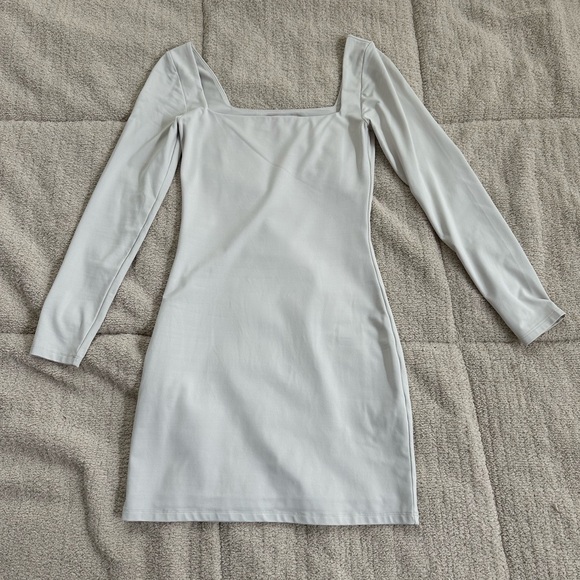 IVORY/OFF WHITE Babaton Contour Squareneck Longsleeve Mini Dress - Picture 4 of 6